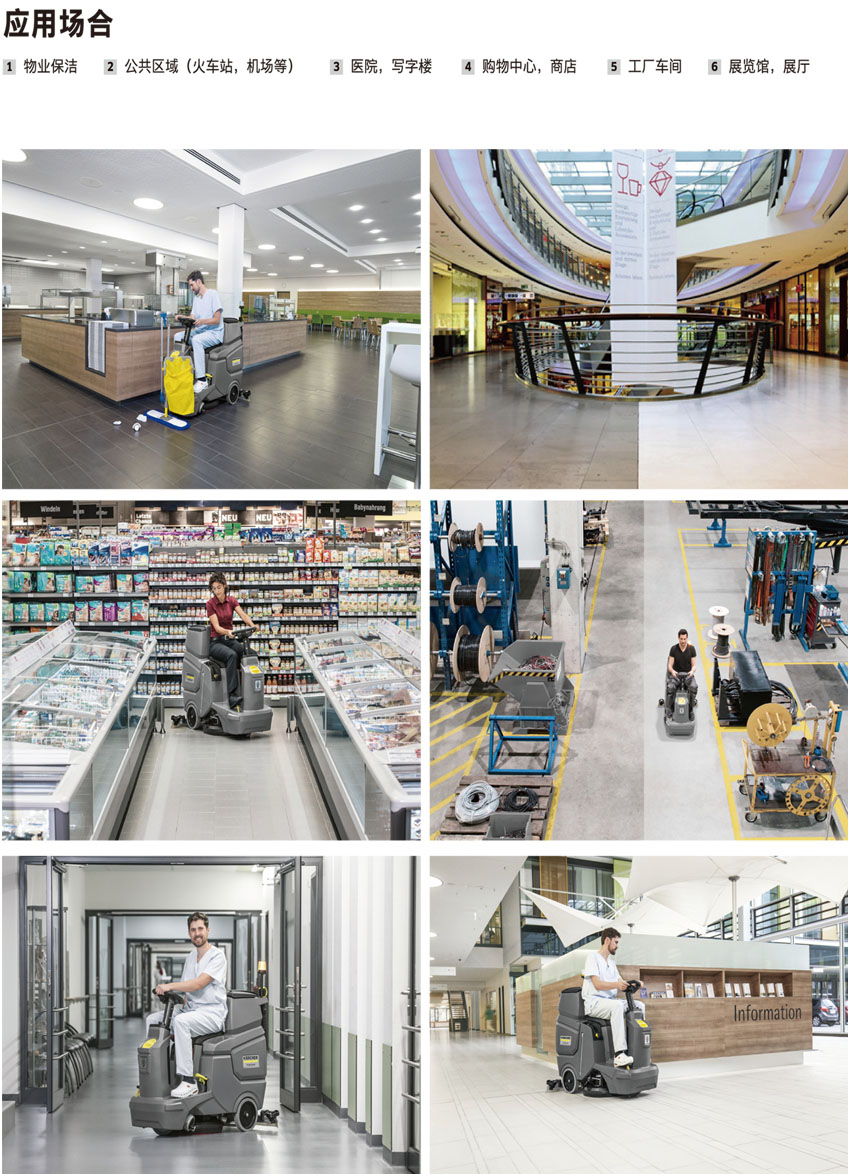 小型駕駛式洗地吸干機(jī)BD50/70 應(yīng)用場(chǎng)景